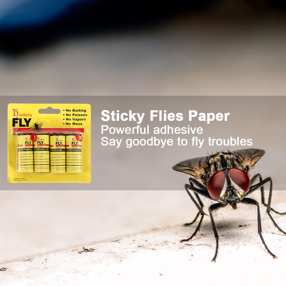 4-40Rolls Fly Sticky Paper Strong Glue Strip Flying Insect Bug Mosquitos Catcher Double Sided Flying Insect Catching Pest Contro