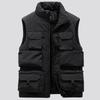 Men's Plus Size Fleece Work Sleeveless Jacket Many Pocket Winter Warm Jackets