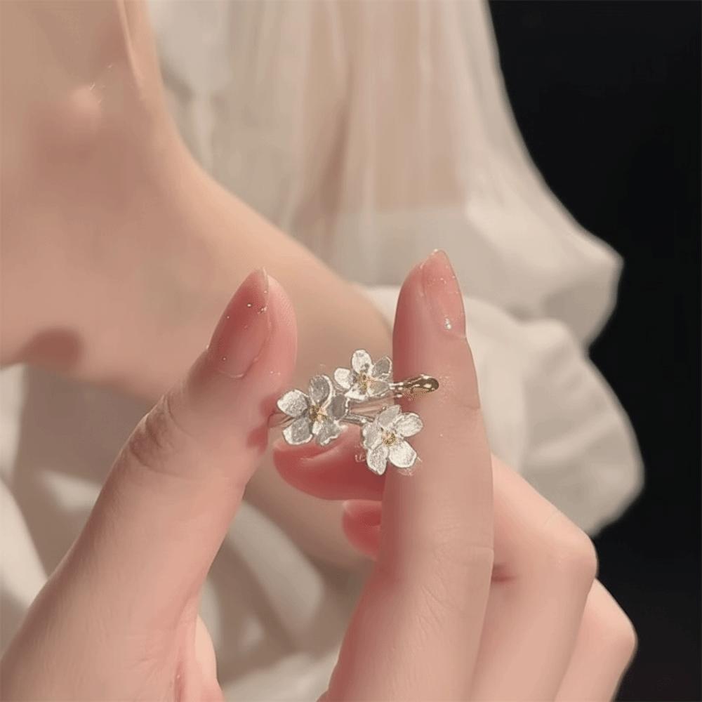 Forest Style Flower Opening Rings Elegant Women Jewelry Temperament Minimalist Rings Engagement