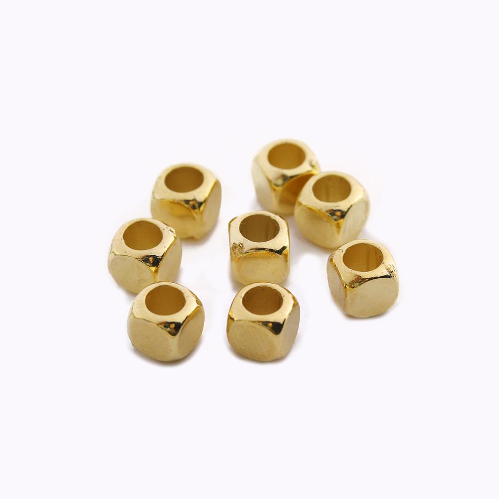 200pcs/Lot CCB Square Large Hole Beads Gold Silver Color Loose Spacer Big Hole Bead for Jewelry Making DIY Findings Accessories