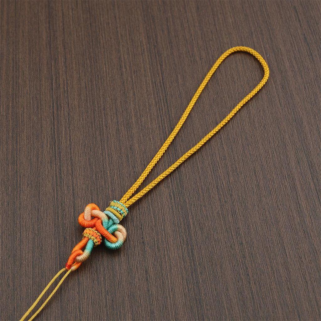 Handwoven Mobile Phone Lanyard & Keychain Charm with Wenchang Knot, Double Link Knot, USB Drive Ornament & Anti-lost Rope