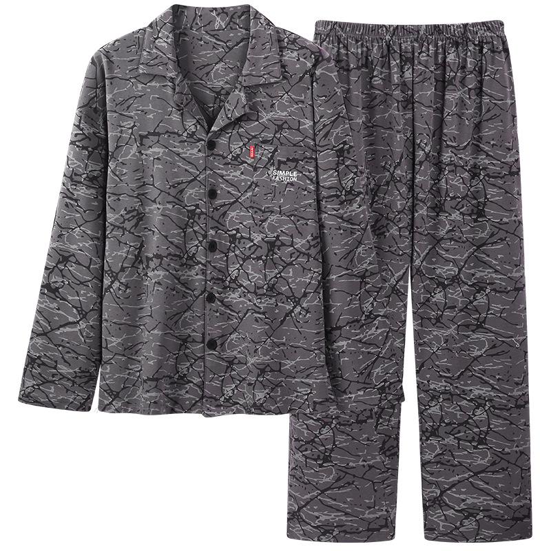 Men's Cotton Pajama Set - Long Sleeve & Pants, Spring To Winter, Casual Outdoor Wear, Plus Size Available