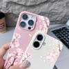Pink Peach Blossoms Floral Pattern Case For iPhone 17 Pro Max Funda iPhone 16 Pro Max 15 14 13 12 11 Air 16E Leather Texture Silicone Cover