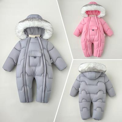 Baby Jumpsuit Jacket For Boys And Girls Thickened Infant Outfit Warm And Thickened For Outdoor Wear Romper