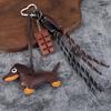 Dachshund Keychain Pendant Faux Leather Pendant, Cartoon Dog Hanging Decor with Braided Rope, Handbag Decorative Accessories Metal Carabiner Charm
