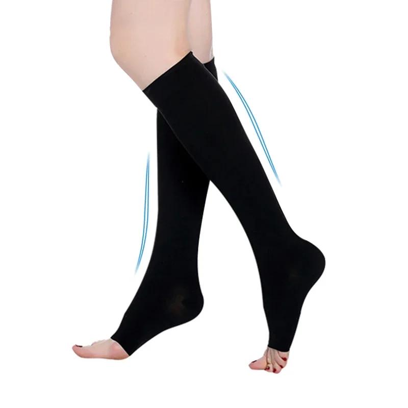 Calf Compression Stockings Pressure Stockings Elastic Open Toe Knee High Stockings Calf Support Leg Guards Long Calf Sleeves