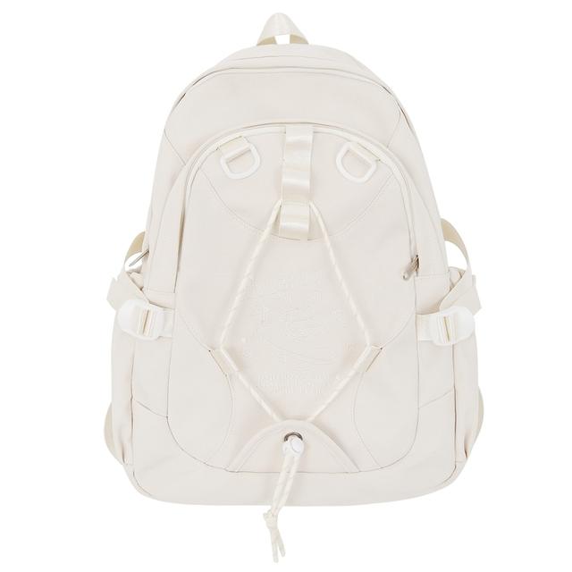 New Girl Leisure White Embroidery Nylon Kawaii School Bag Women College Backpack Lady Cute Laptop Fashion Female Travel Book Bag
