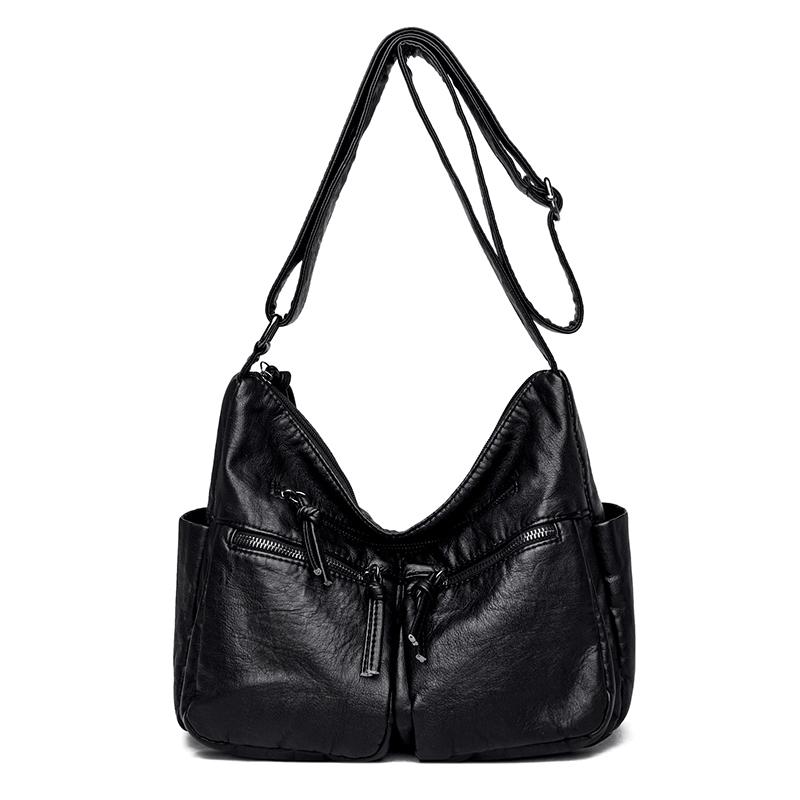 Luxury Solid Color Soft Leather Shoulder Bags for Women Designer Large Capacity Women's Fashion Feminine Crossbody