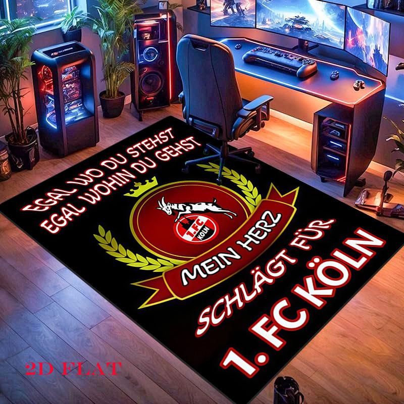 1. Poster FC Köln Tappeto per Soggiorno Camera da Letto Casa Decorazione Divano, Tappetino Antiscivolo per Giochi Bambini