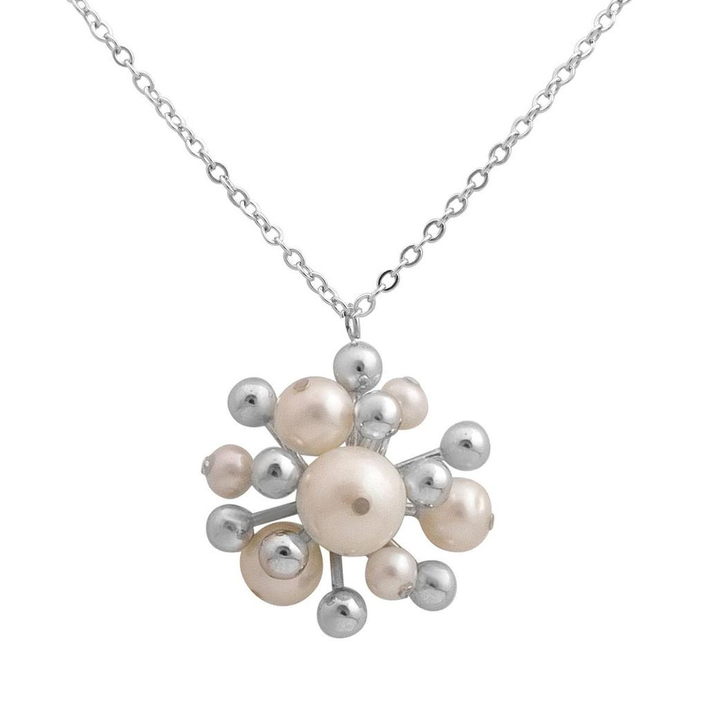 Silver Necklace with Natural Pearls, Item Weight 8.07 G (2185208)