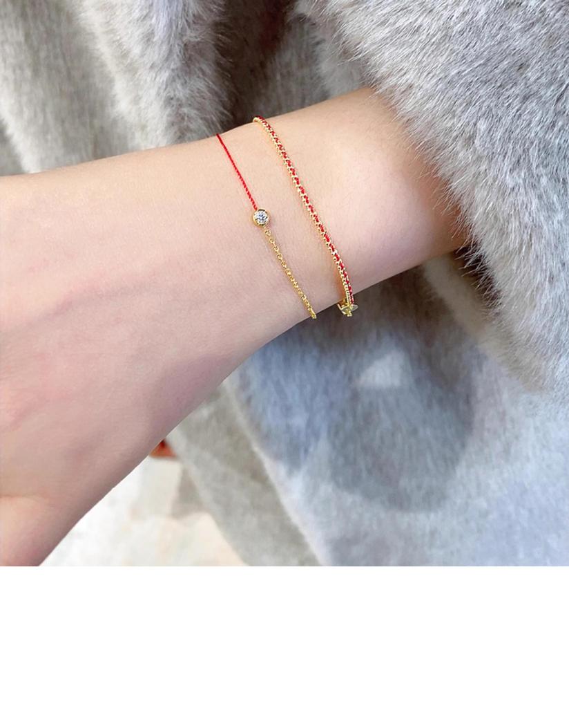 Women's Pure Silver Red Rope Bracelet - Niche Design, Handwoven New Year Jewelry