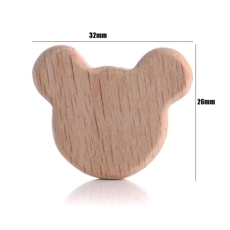 10Pcs Natural Beech Wooden Beads Cat Heart Butterfly Rainbow Cat Teethers Beads for Baby Necklace Pacifier Chain Crafts Jewelry