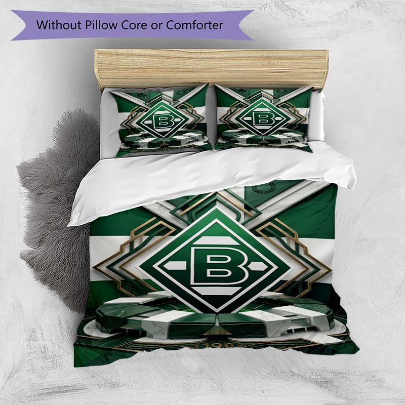 3pcs Duvet Cover Set (1*Duvet Cover + 2*Pillowcase, Without Core), Borussia Monchengladbach Print Bedding Set, Bedroom Decor, All‑Season, Birthday Gif