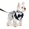 Christmas Dog Harness Vest with Bow Tie No Pull Leash Formal Puppy Harness for Wedding