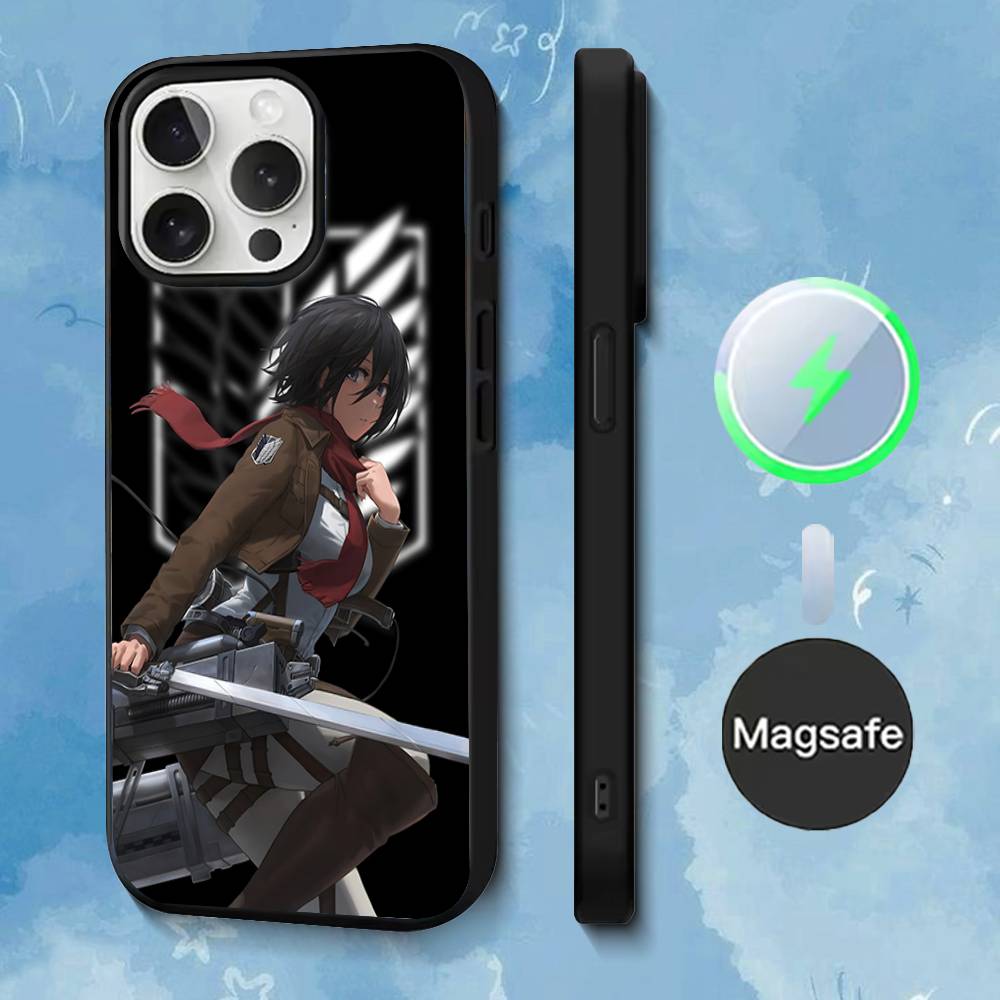 Phone Case For iPhone 17,16,15,14,13,12,11,Pro,Max,Plus,Mini,SE4,E A-Attack T-Titan M-Mikasa Magnetic Magsafe Wireless Charging