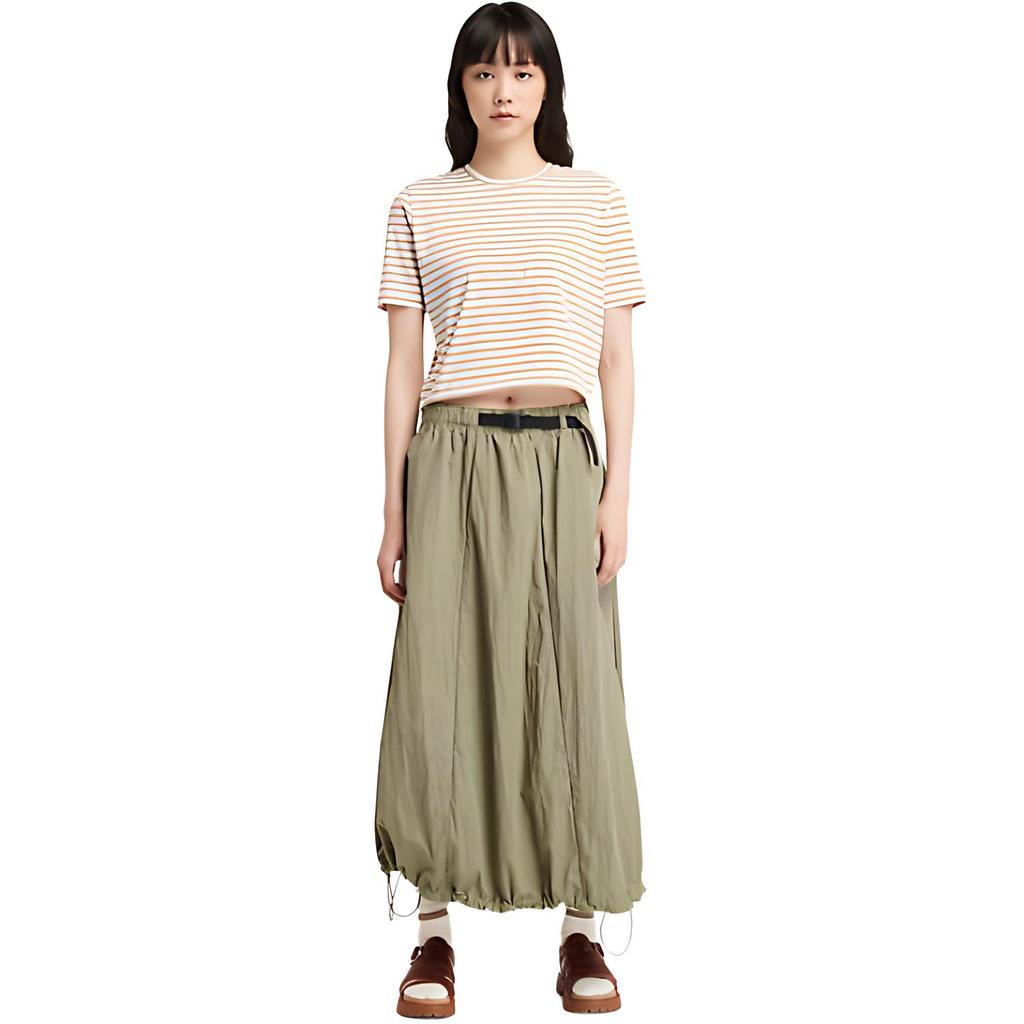 Timberland Striped Casual Round Neck Short Sleeve T-Shirt Women Tops Yellow A5Y9Q-EAQ