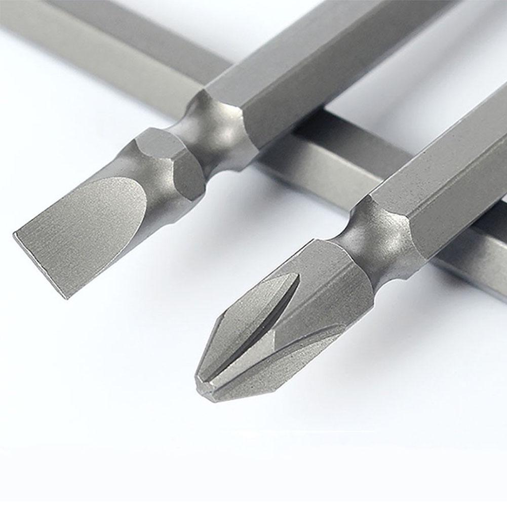 10Pcs Magnetic Screwdriver Bits 50/65/100/150/200mm Cross & Slot Drill Bit PH2 X 6mm Double Head Electric Screwdriver Drills