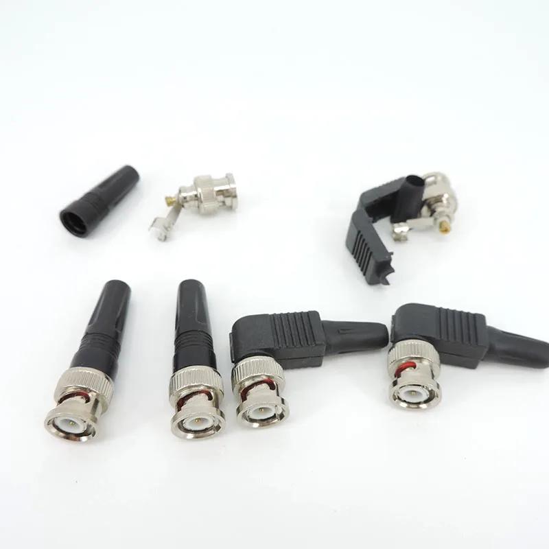 Bnc Male plug Connector right angle 90 degree adapter For Rg59 solderless Cable CCTV video balun no solder M20