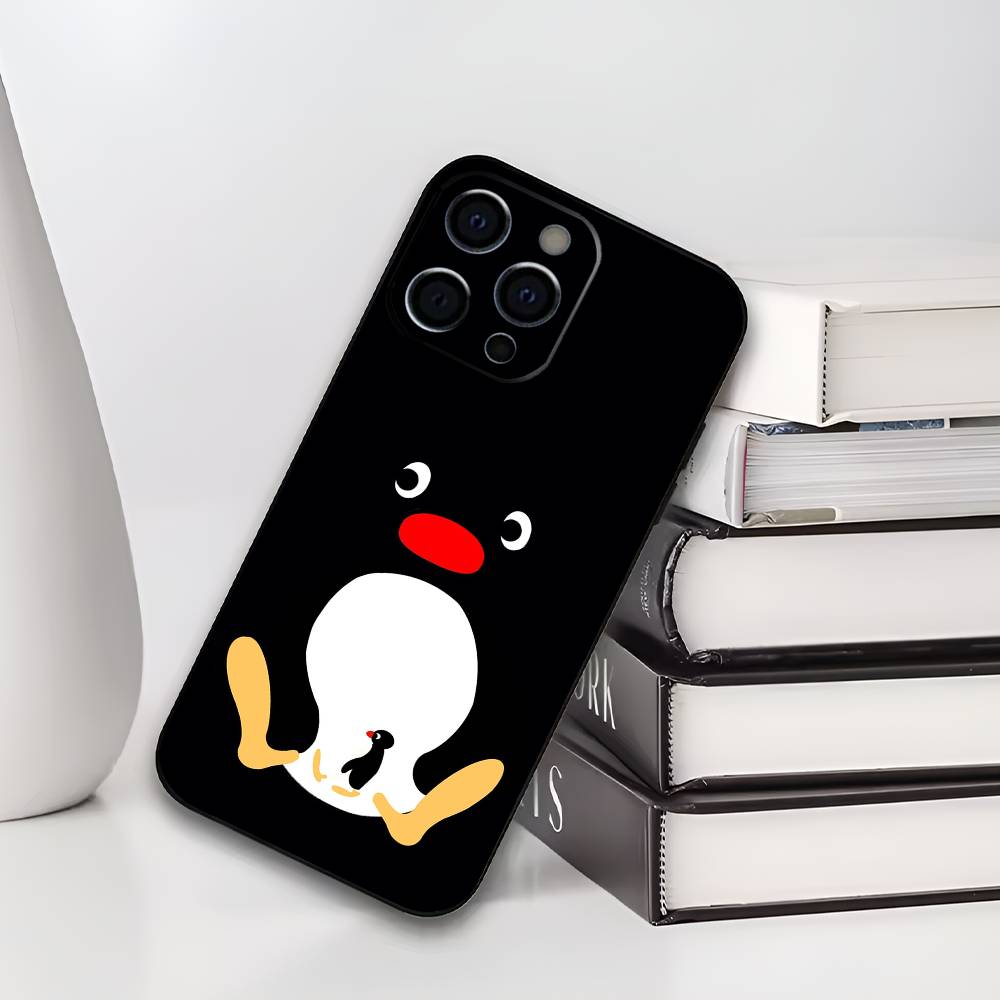 Cute Kawaii P-Penguin Phone Case For iPhone 17,16,15,14,13,12,11 Plus,Pro Max,XS,Soft Silicone Black Cover