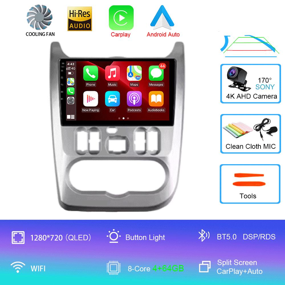 Radio auto Android 14 2Din Multimedia pentru Lada Renault Logan 1 Sandero 2009-2015 Dacia Duster Unitate principală de navigație Carplay Stereo