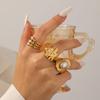 DIEYURO 316L Stainless Steel Colored Zircon Pearl Geometric Round Opening Adjustable Ring Women New Luxury Concise Ring Jewelry