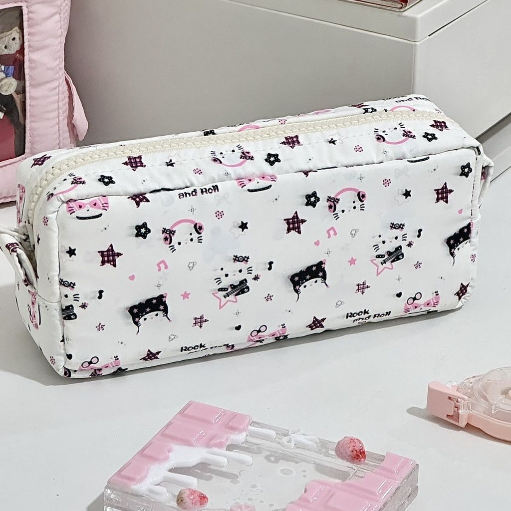 Hellokitty Canvas Pencil Case With Large Capacity For School And Office Use