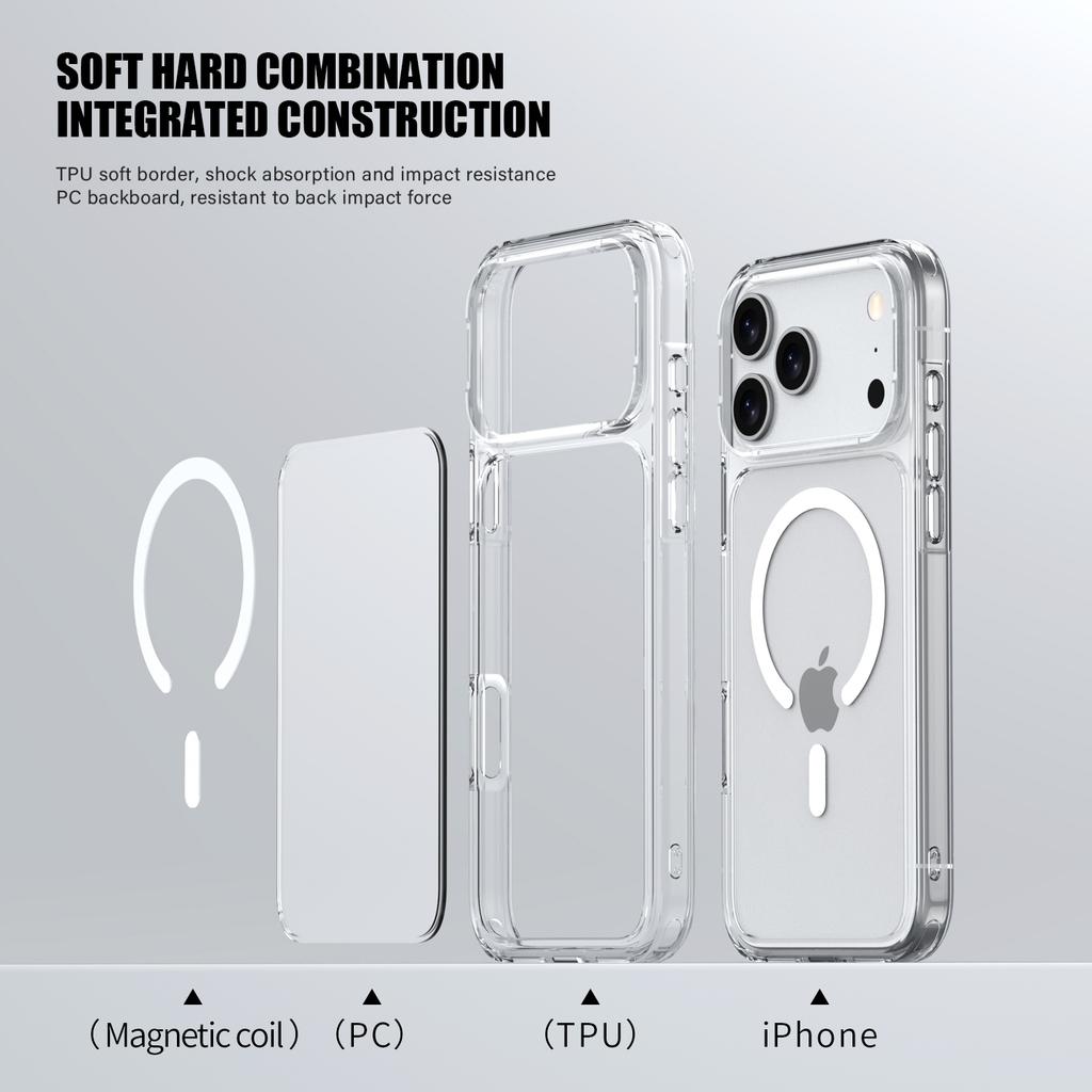 For iPhone 17 Pro Max Case Compatible with MagSafe TPU+PC Clear Phone Back Cover