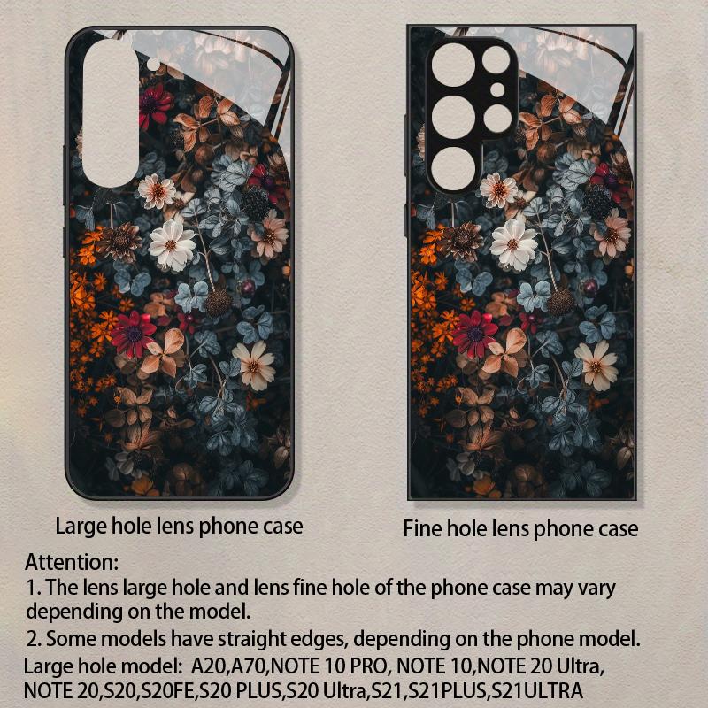 Dark Vintage Floral Pattern 2D Phone Case for Samsung S26 S25 S24 S23 S22 S21 S20 A55 A54 A53 A52Tempered Glass Protective Cover