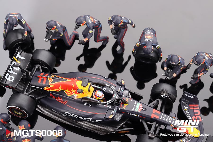 TrueScale Miniatures MINI GT Oracle Red Bull Racing RB18 2022 3rd Place Car Abu Dhabi Grand Prix Sergio Perez Pit Crew Set Completed Product 1/64 #11