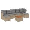 8 Piece Garden Sofa Set with Cushions Beige Poly Rattan