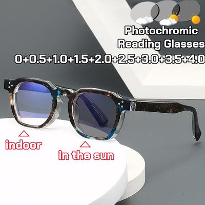 Große Fassung Photochrome Lesebrille Koreanische Mode Quadratisch Outdoor Farbwechsel Alterssichtigkeit Brille Graue Gläser in der Sonne