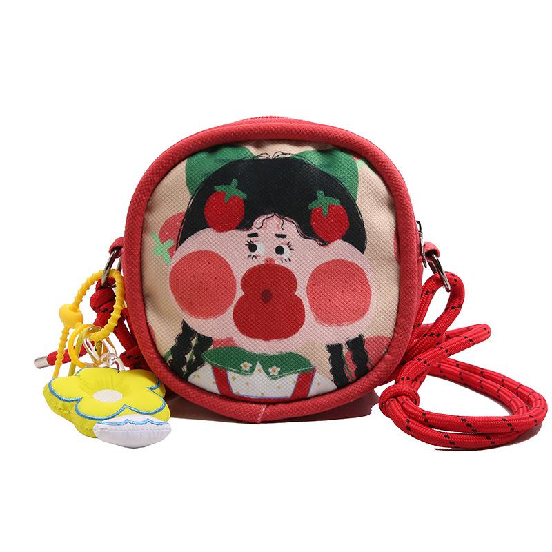 Women's Cartoon Print Canvas Crossbody Bag with Cute Coin Purse