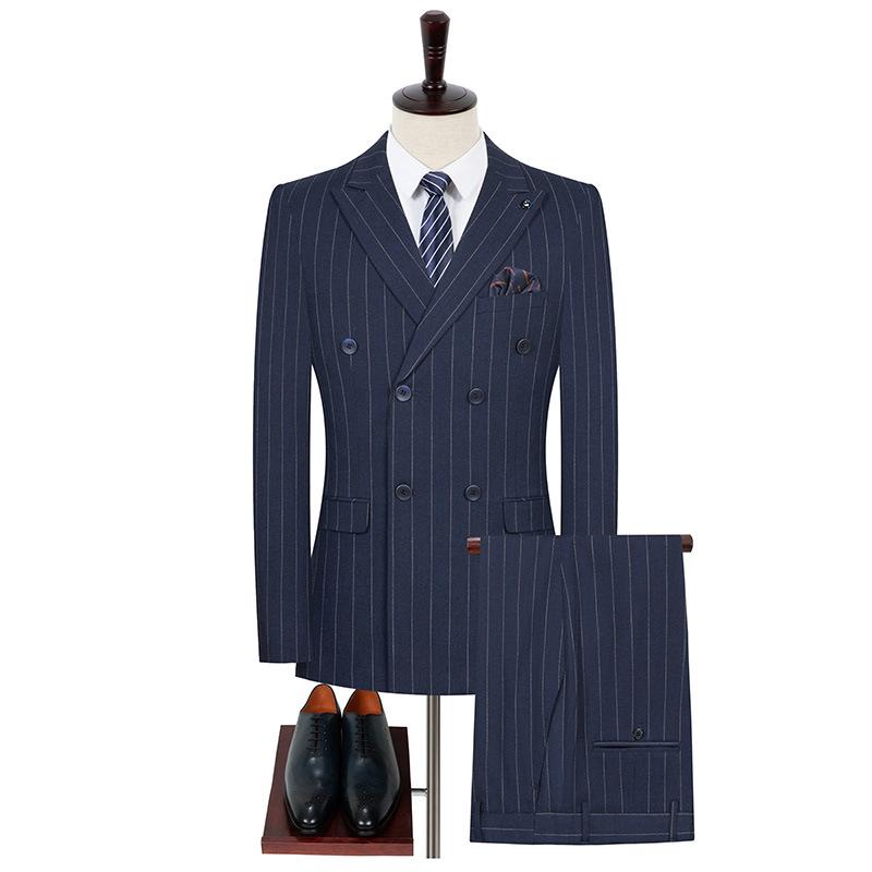 2025 Men`s Black Double-Breasted Suit Set: