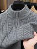 Tommy Wool Herren Winterpullover: Hochwertige, mittelalte Freizeit, Halbreißverschlusskragen, Dicke warme Strick-Basisschicht