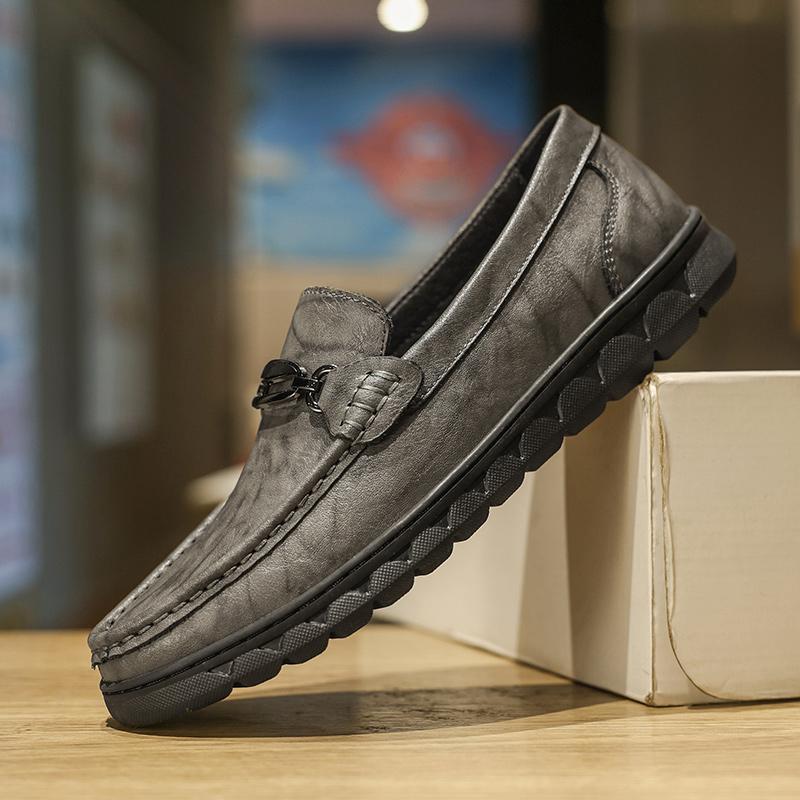 Mens Casual Genuine Leather Shoes Spring Summer Man Driving Flats Soft-Soled Comfy Walking Loafers Slip on Boat Business Shoes