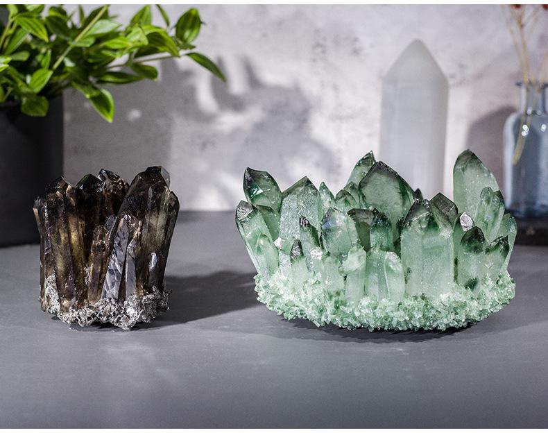 Green & Purple Natural Crystal Cluster Ornaments for Home Decoration & Desktop Display