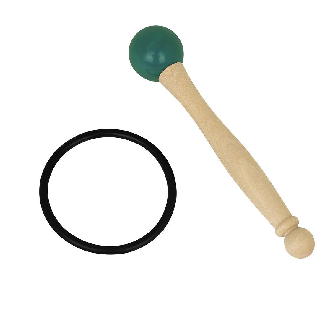 

Набор хрустальных поющих чаш с резиновым молотком и деревянной палочкой для удара в пяти цветах зелёный