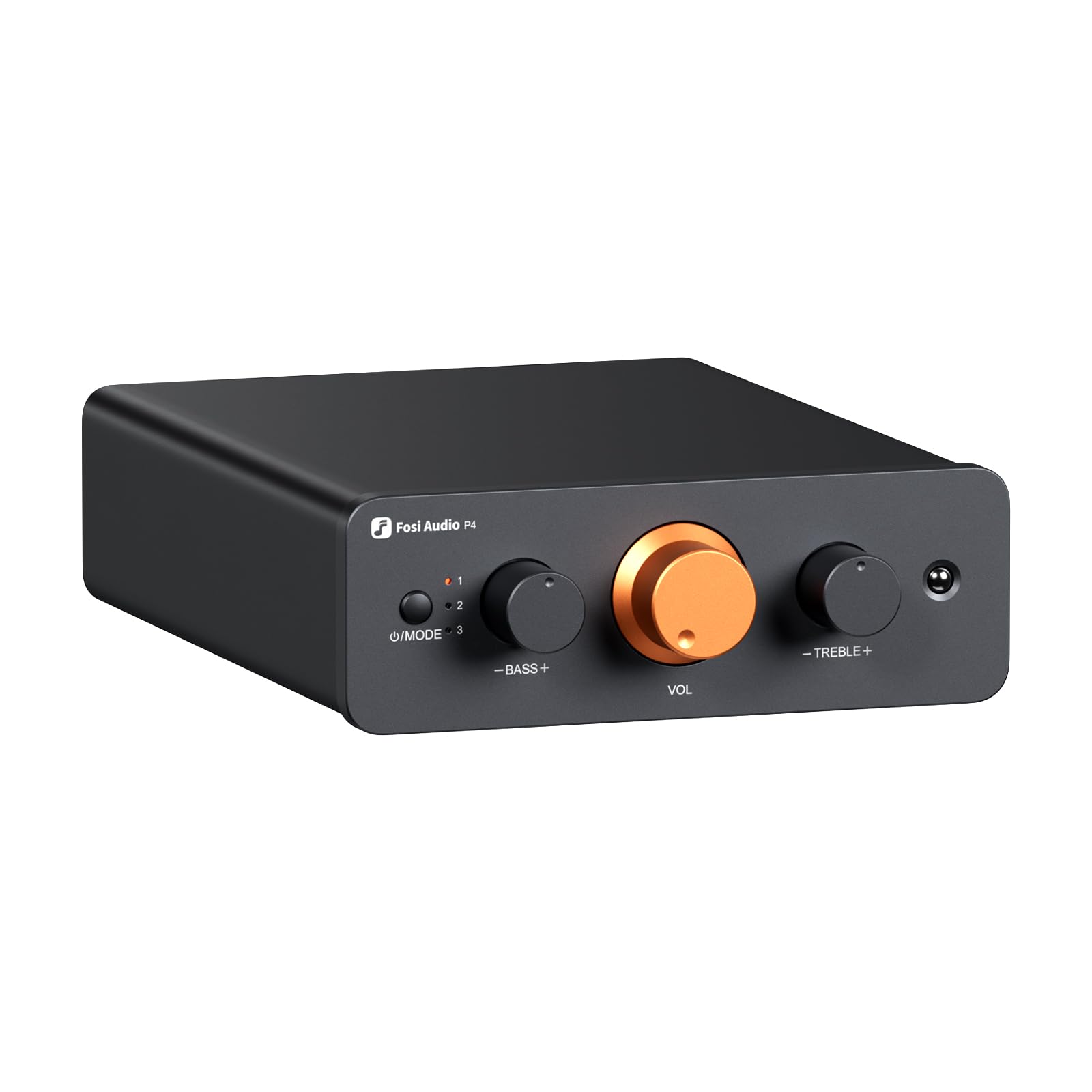

Fosi Audio P4 Mini Preamp with 3 RCA Inputs Home Audio Stereo Preamp for Adjustable Gain dB Bass and Treble Control Amplifier/Active Subwoofer/Speaker чорний