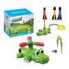 Outdoor Crocodile Sprinkler Toy with Baseball Launcher for Kids Backyard Water Play and Lawn Activities 2 in 1 Summer Garden Game Set for Children