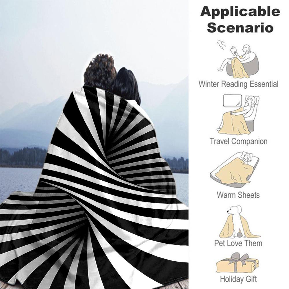 1PC Stripes spiralOutdoor Flannel Blanket - Soft Plush Decor for Picnics, Camping, Bedroom, Playroom, Office, or Lunch Break 1335A