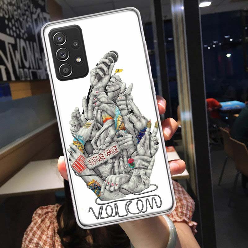Volcom Logo Phone Case for Samsung A54 A57 A37 A17 A14 A15 A12 A24 A34 A55 A35 A25 A52S A07 A05S A04S A22 A32 A72 Galaxy Note 20