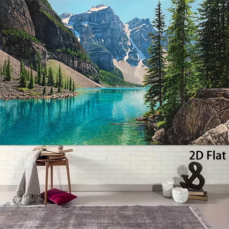 2D Scenic Turquoise Lake Backdrop Mountain Photography Background