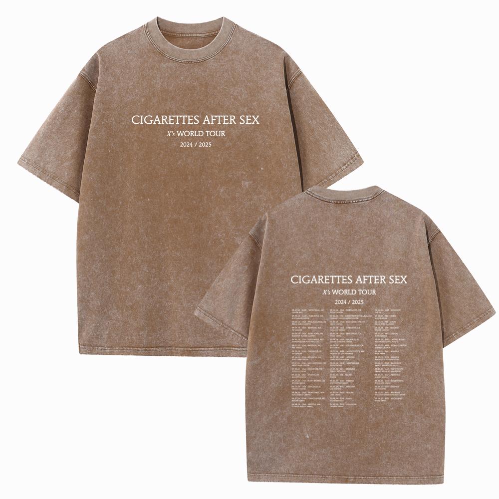 Cigarettes After Sex X's World Tour Vintage Harajuku Letní Hudební Fanoušci Dárek Krátký Rukáv Bavlna O-Výstřih Trička Ležérní Unisex
