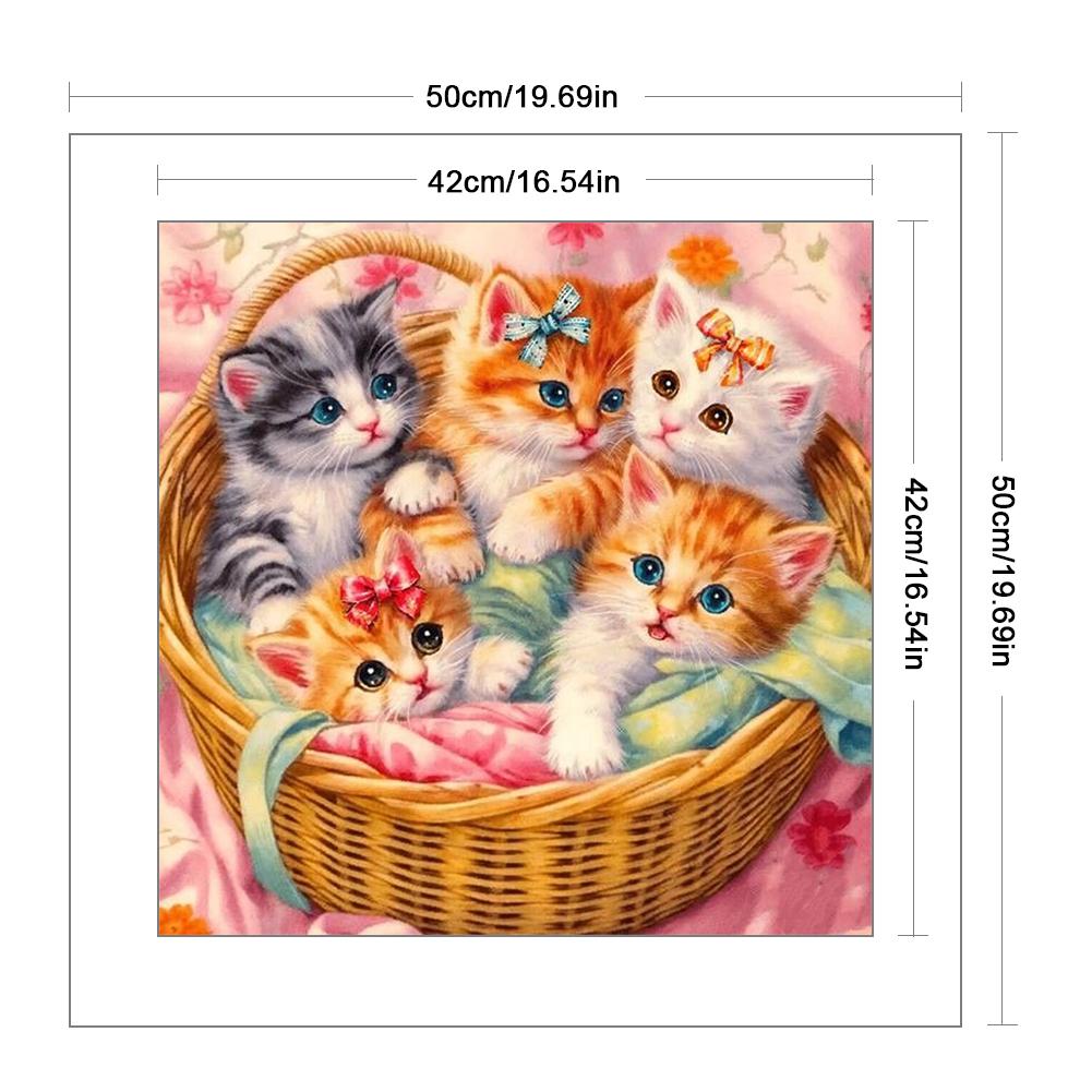 Full Embroidery Eco-cotton Thread 11CT Printed Cat Cross Stitch Kit Art