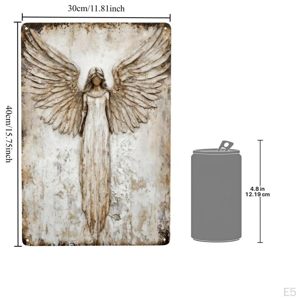 Angel Wall Artwork for Decoration PVC MDF Faux Metal Finish Elegant Rustic Plaque Hanging