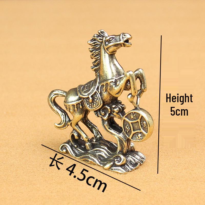 

Антикварная фигурка лошади из цельной латуни и меди: Настольное украшение, привлекающее богатство