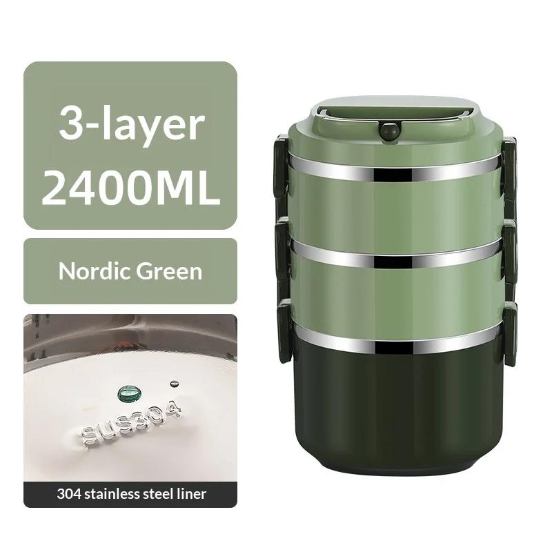 3 Layer Insulated Lunch Box 304 Stainless Steel Leakproof Large Capacity Bento Container Gift for Students Office Workers