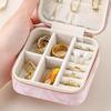 Portable Jewelry Box Faux Leather Travel Organizer for Earrings Necklaces Rings Elegant Velvet Lining Compact Jewelry Case for Women Girls