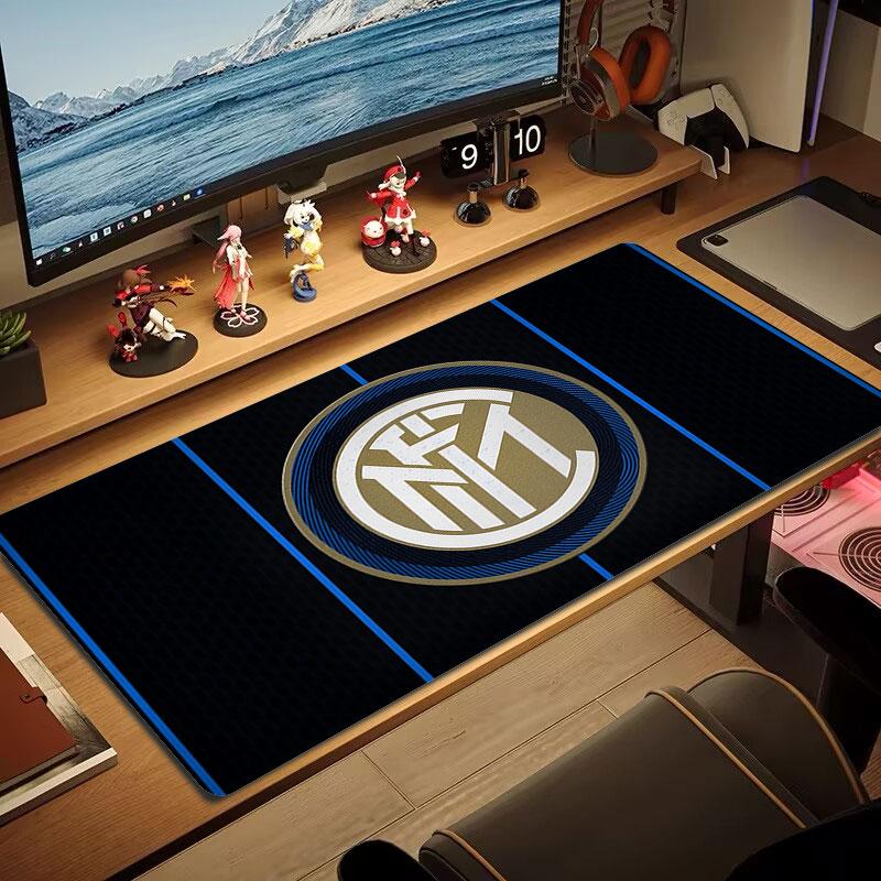 Tappetino per Mouse FC Internazionale Milano, Tappetino da Scrivania XXL per Gaming, Tappetino Mouse Antiscivolo XXL per Laptop e Tablet, Tappetino per Mini PC con Bordi Cuciti