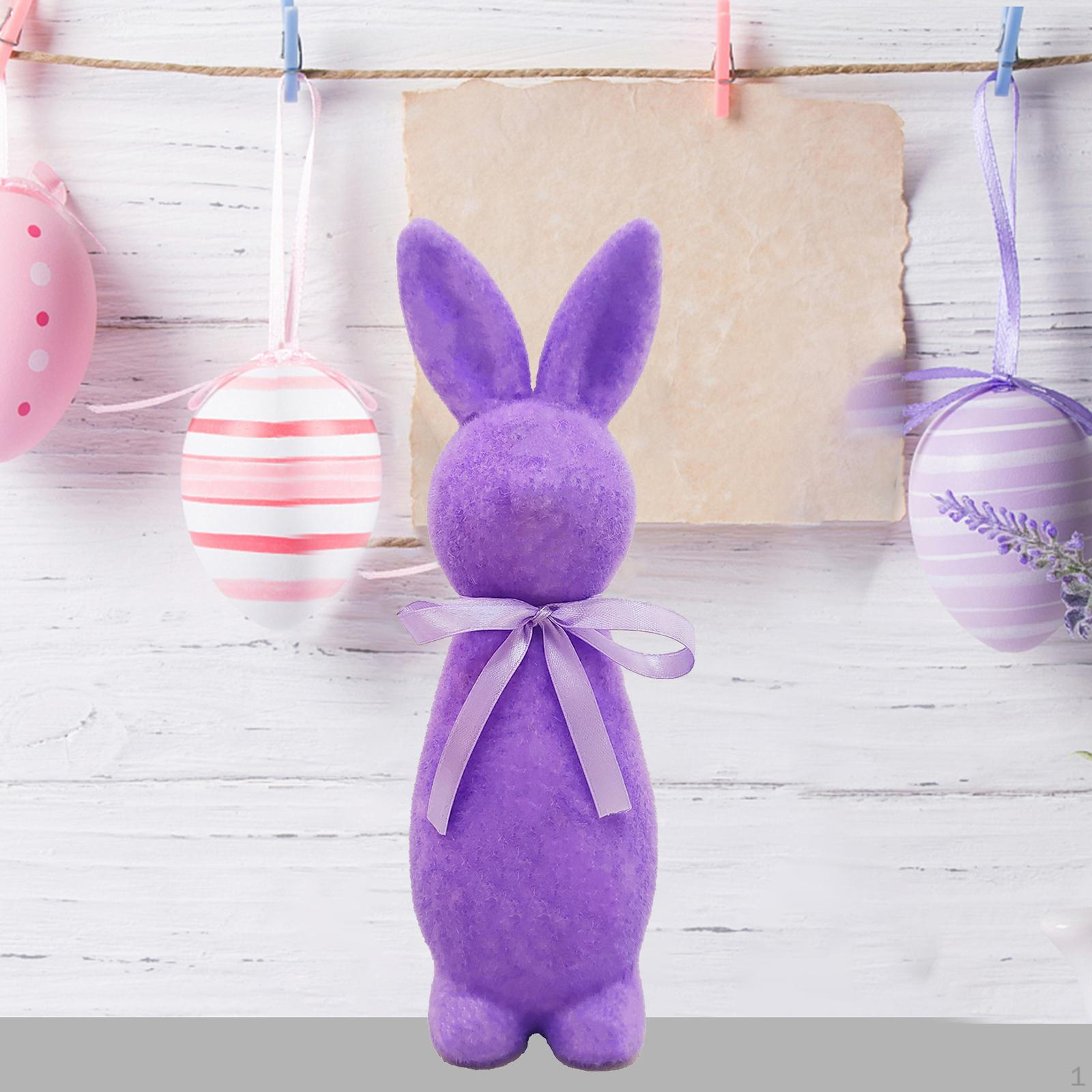 

Decorative Flocked Easter Bunny Figurine, Animal Ornament, Lightweight Foam Sculpture with Fine фіолетовий